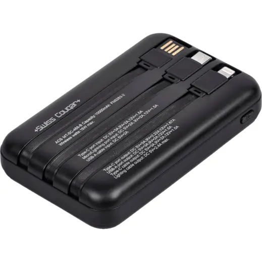 Swiss Cougar Argos FC 20W Wireless Charging Magnetic Power Bank Cables